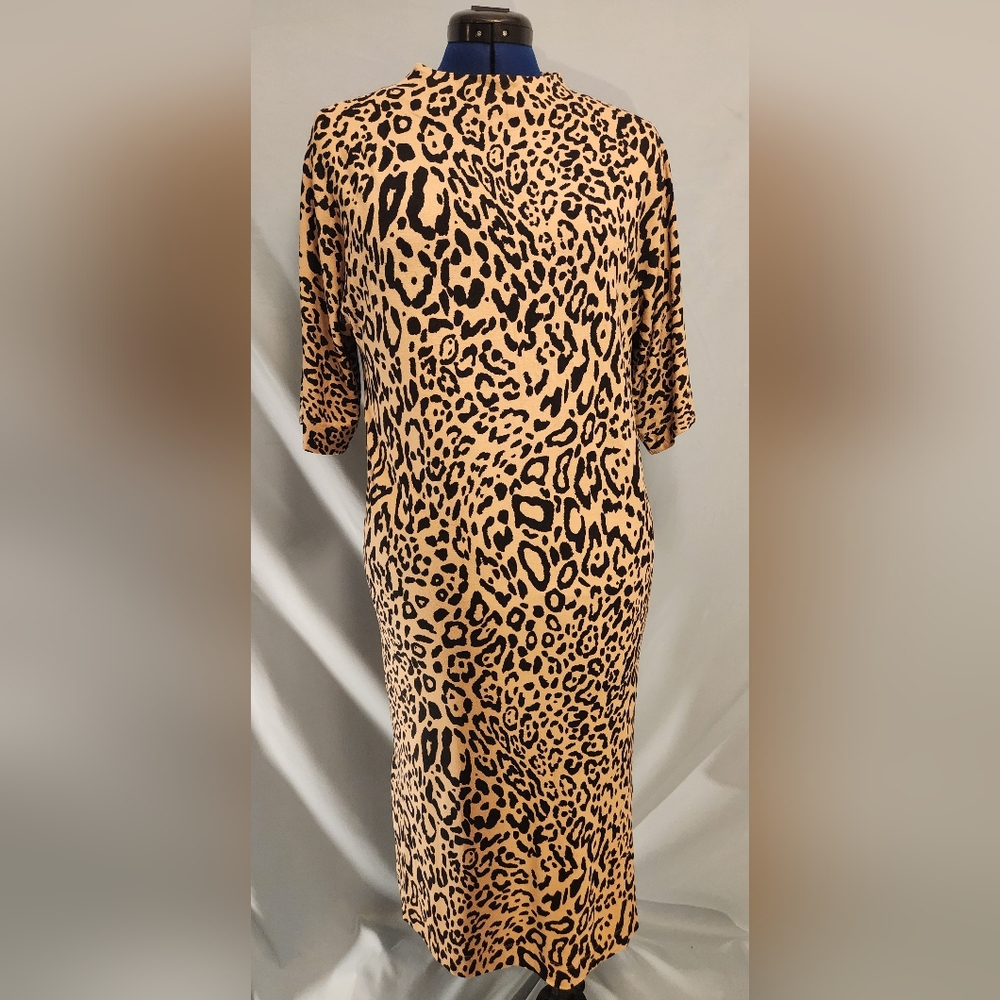 Chico's Cheetah-Print Mock-Neck Shift Dress